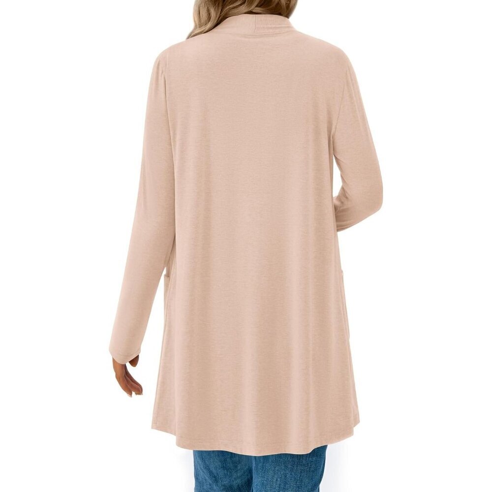 Long Cardigan Women Lightweight Fall Casual Open Front Pockets - Picture 2 of 6